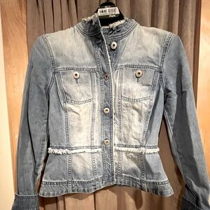 BB Dakota Blue Fitted Jean Jacket with Stand-Up Collar